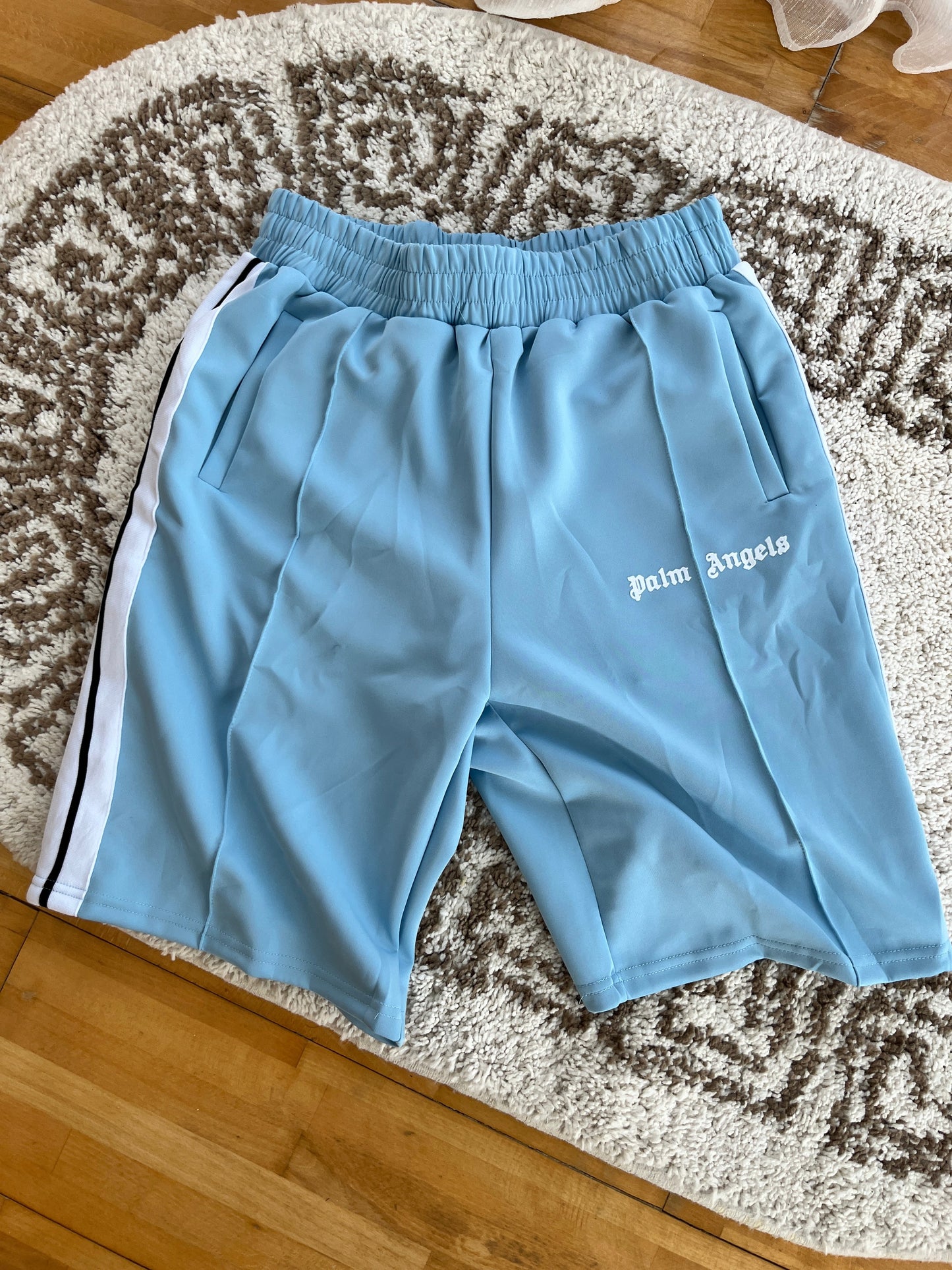 pantaloni scurti baby blue palm