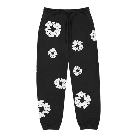 Pantaloni negri cu flori
