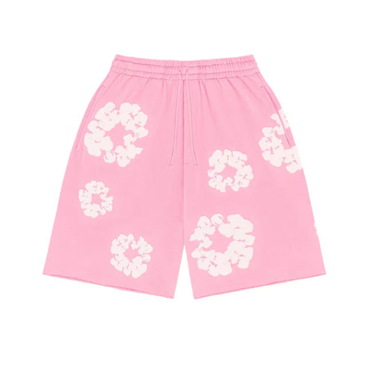 Pantaloni scurti roz cu flori