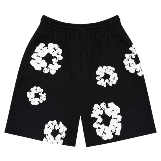 Pantaloni scurti negri cu flori